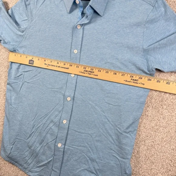 Buttercloth Shirt Mens Medium Blue Icy Cotton Short Sleeve Regular Fit Button Up - Picture 3 of 6
